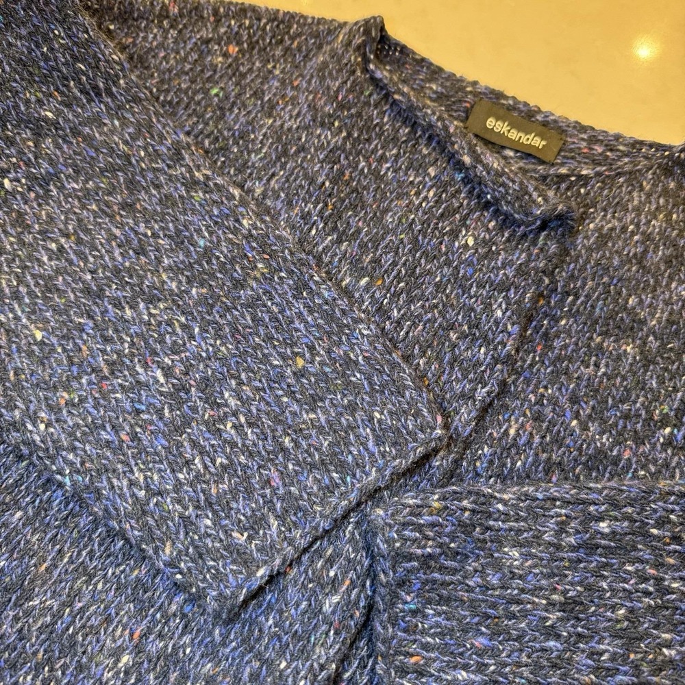 Vintage Eskander Blue Speckled Wool/Cashmere Open Front Cardigan Size L
